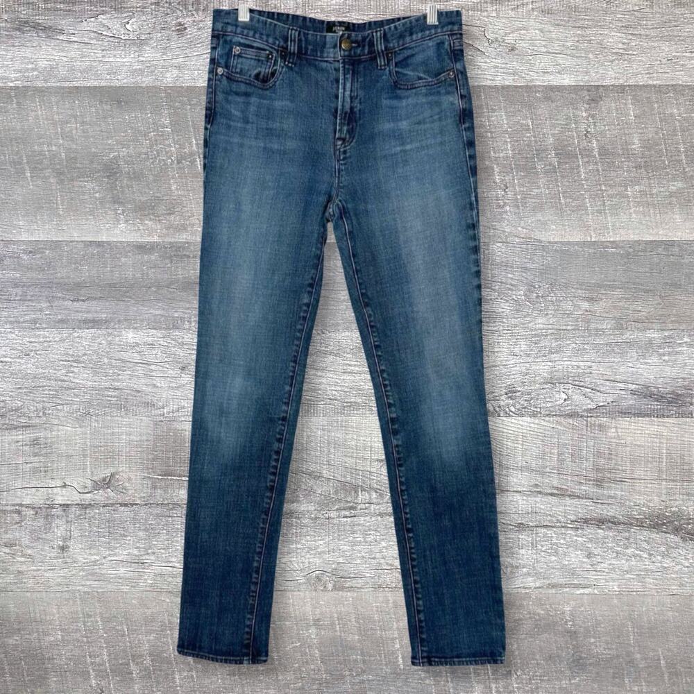 J.Crew Skinny Straight Blue Jeans Womens 30 (31X30) Mid Rise Stretch Denim